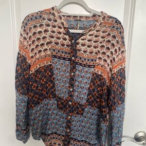 Vintage inspired- Free People Multicolor Patchwork Blouse